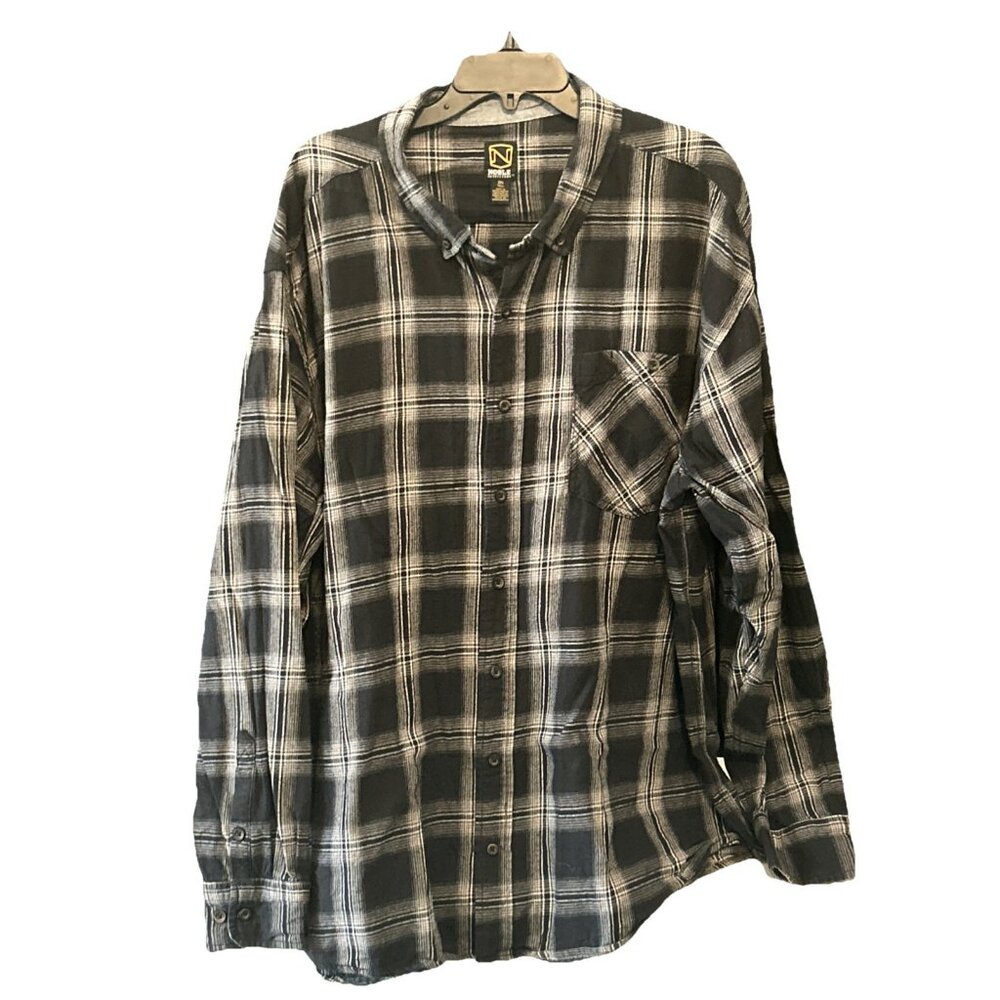 Noble Outfitters Men's Black Flannel Long Sleeve Button Up Shirt Size 3XLT